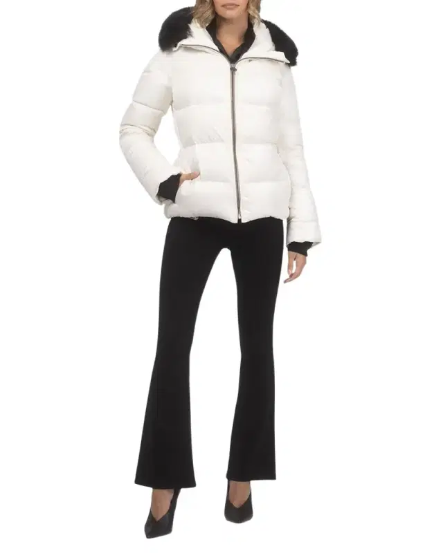 Short Down Apres-Ski Jacket with Detachable Toscana Lamb Hood Trim