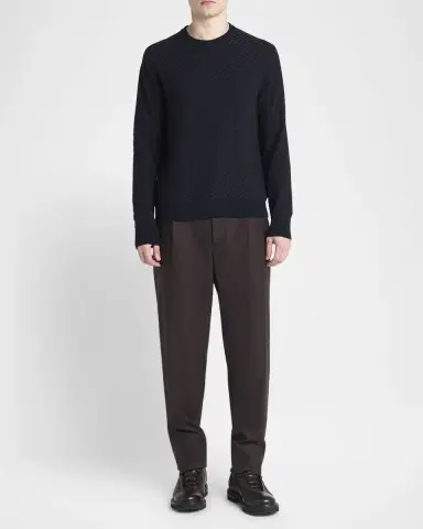 Giorgio Armani Men's Chevron Wool-Stretch Crewneck Sweater | Thumbnail 2 Giorgio Armani Men's Chevron Wool-Stretch Crewneck Sweater | Thumbnail 2
