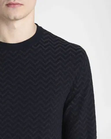 Giorgio Armani Men's Chevron Wool-Stretch Crewneck Sweater | Thumbnail 5 Giorgio Armani Men's Chevron Wool-Stretch Crewneck Sweater | Thumbnail 5