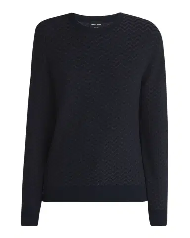 Giorgio Armani Men's Chevron Wool-Stretch Crewneck Sweater | Thumbnail 1 Giorgio Armani Men's Chevron Wool-Stretch Crewneck Sweater | Thumbnail 1