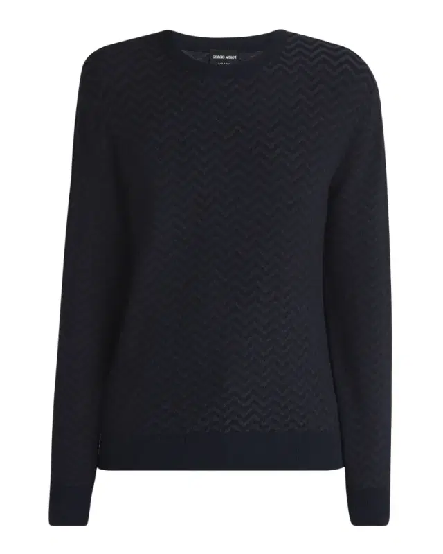 Men 's Chevron Wool-Stretch Crewneck Sweater