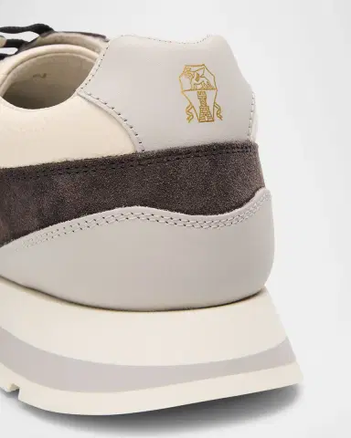 Brunello Cucinelli Men 's Washed Suede and Calfskin Runner Sneakers | Thumbnail 5