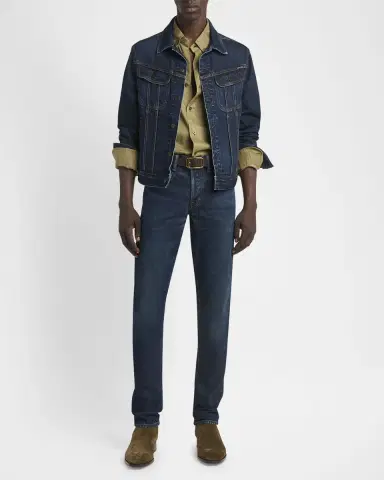Tom Ford Men's Broken Twill Icon Denim Jacket | Thumbnail 2 Tom Ford Men's Broken Twill Icon Denim Jacket | Thumbnail 2