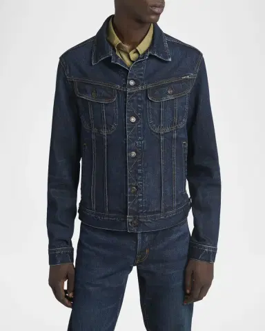 Tom Ford Men's Broken Twill Icon Denim Jacket | Thumbnail 4 Tom Ford Men's Broken Twill Icon Denim Jacket | Thumbnail 4