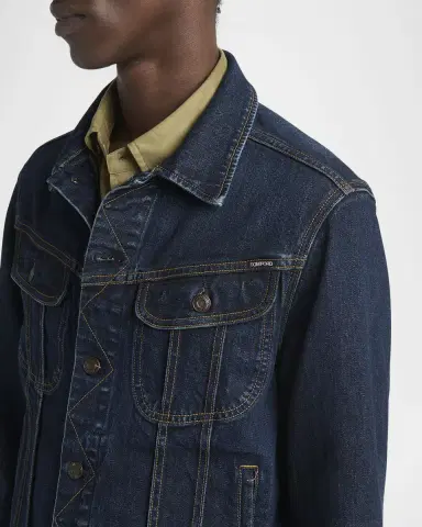 Tom Ford Men's Broken Twill Icon Denim Jacket | Thumbnail 5 Tom Ford Men's Broken Twill Icon Denim Jacket | Thumbnail 5