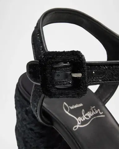 Christian Louboutin 85mm Calakala Velvet Platform Espadrille Sandals | Thumbnail 3