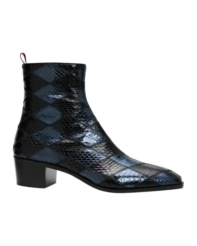Men's Ziggissimo Forever Patchwork Watersnake Leather Zip Ankle Boots