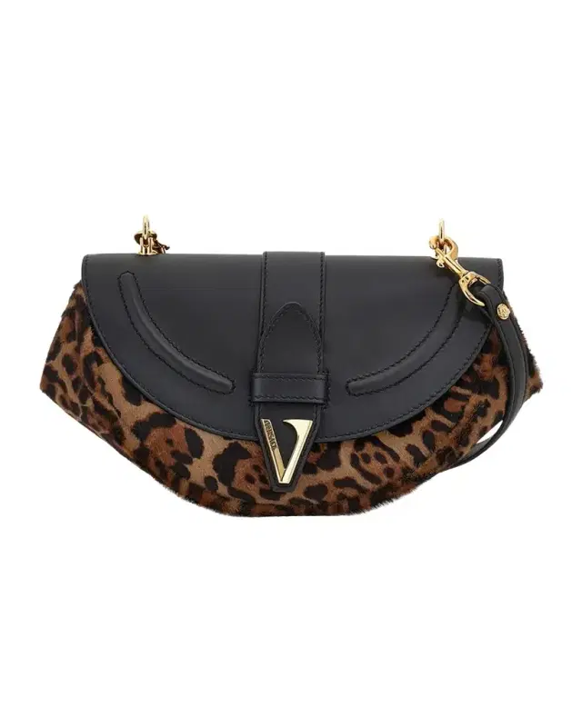 Versace Virtus Medium Leather & Calf Hair Shoulder Bag