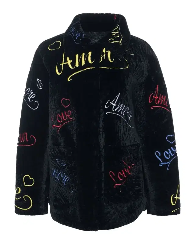 Gorski Select Shearling Lamb Love Embroidered Jacket
