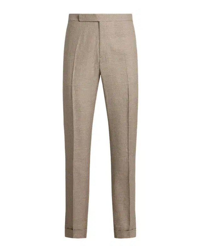 Men's Glen Plaid Flat-Front Trousers