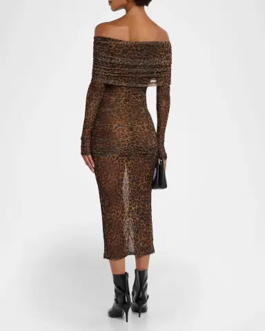 Lapointe Bodycon Leopard-Print Mesh Midi Dress | Thumbnail 3 Lapointe Bodycon Leopard-Print Mesh Midi Dress | Thumbnail 3