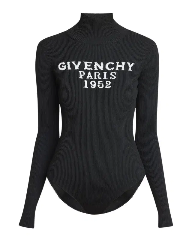 High-Neck Logo-Print Bodysuit