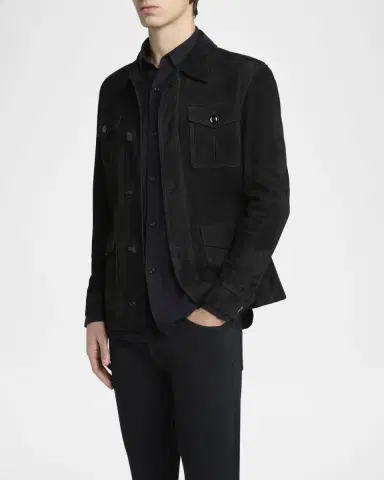 Tom Ford Men's Suede Four-Pocket Military Jacket | Thumbnail 4