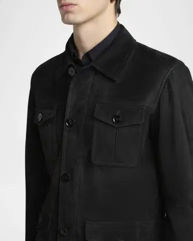 Tom Ford Men's Suede Four-Pocket Military Jacket | Thumbnail 5