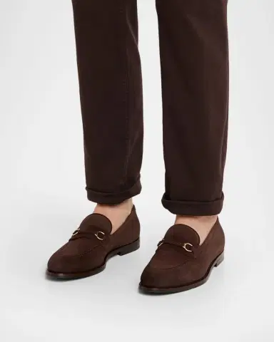 Brunello Cucinelli Men 's Oiled Suede Bit Loafers | Thumbnail 2 Brunello Cucinelli Men 's Oiled Suede Bit Loafers | Thumbnail 2