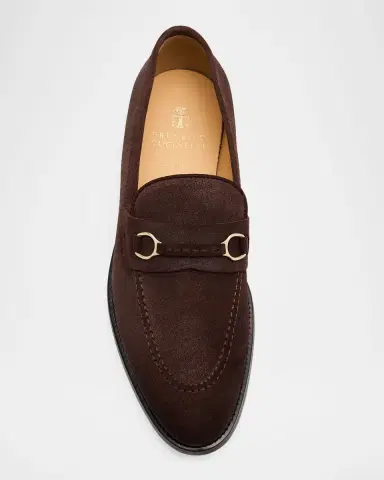 Brunello Cucinelli Men 's Oiled Suede Bit Loafers | Thumbnail 6 Brunello Cucinelli Men 's Oiled Suede Bit Loafers | Thumbnail 6