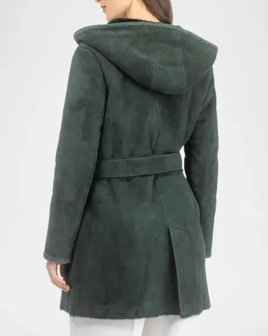 Gorski Merino Shearling Lamb Belted Parka With Embroidered Trim | Thumbnail 3