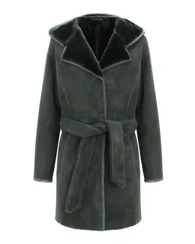 Gorski Merino Shearling Lamb Belted Parka With Embroidered Trim | Thumbnail 1