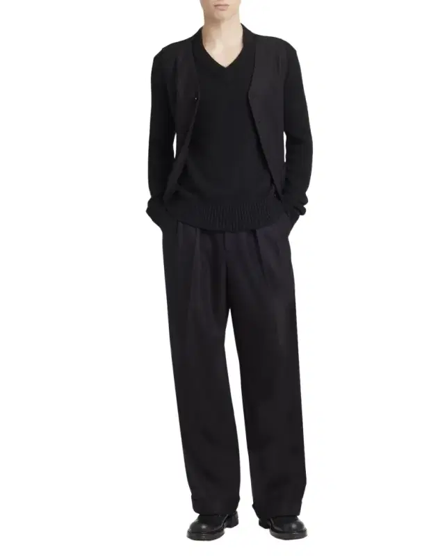 Men 's Wool Relaxed Fit Double-Pleated Trousers