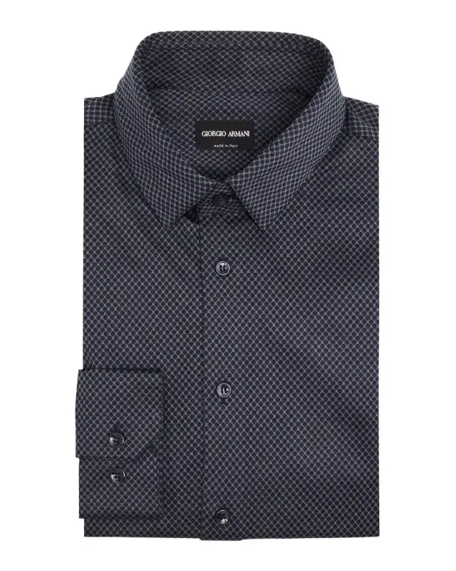 Giorgio Armani Men 's Micro-Circle Point Collar Dress Shirt