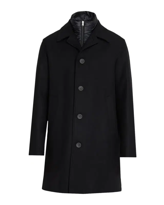 Men 's Wool-Blend Coat w/ Removable Bib