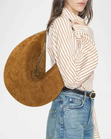Tory Burch T Monogram Suede Balloon Bag | Thumbnail 5