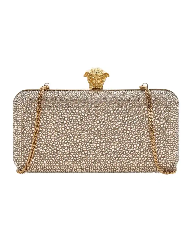 Crystal-Embellished Medusa Clutch Bag