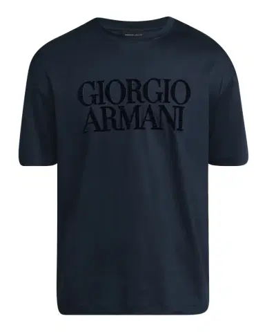 Giorgio Armani Men's Text Logo Cotton Crewneck T-Shirt | Thumbnail 1