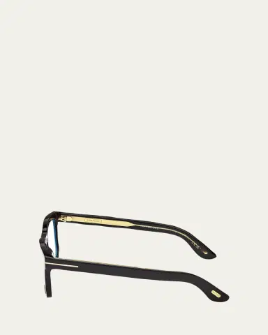 Tom Ford Men's Icon Square Acetate Blue Block Optical Glasses with Clip-On Sunglasses | Thumbnail 3