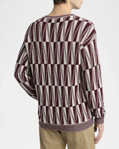 Giorgio Armani Men's Jacquard Stitch Cashmere Blend V-Neck Sweater | Thumbnail 2 Giorgio Armani Men's Jacquard Stitch Cashmere Blend V-Neck Sweater | Thumbnail 2