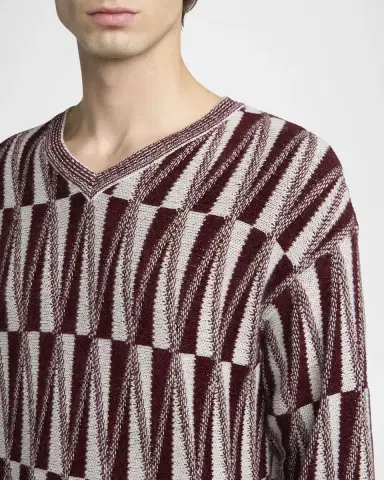 Giorgio Armani Men's Jacquard Stitch Cashmere Blend V-Neck Sweater | Thumbnail 5 Giorgio Armani Men's Jacquard Stitch Cashmere Blend V-Neck Sweater | Thumbnail 5