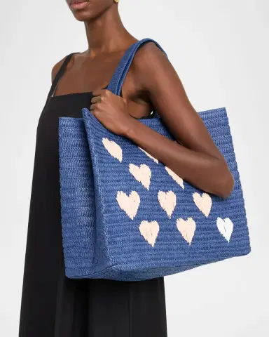 BTB Los Angeles Embroidered Heart Beach Tote Bag | Thumbnail 3
