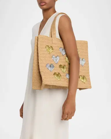 BTB Los Angeles Embroidered Heart Beach Tote Bag | Thumbnail 8