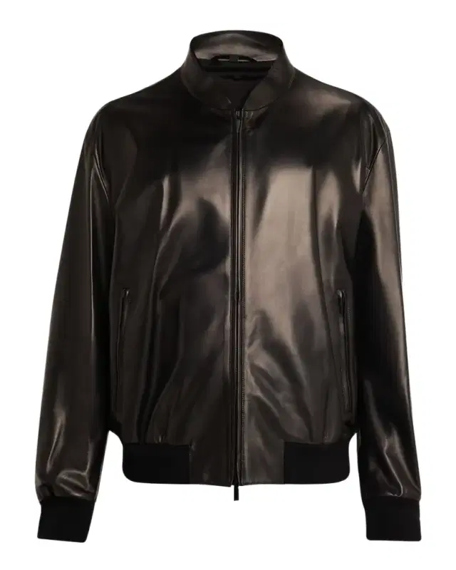 Giorgio Armani Men 's Napa Leather Full-Zip Bomber Jacket