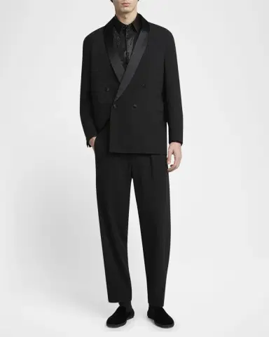 Giorgio Armani Men's Oversized Double-Breasted Wool Tuxedo Set | Thumbnail 2 Giorgio Armani Men's Oversized Double-Breasted Wool Tuxedo Set | Thumbnail 2