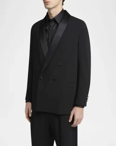 Giorgio Armani Men's Oversized Double-Breasted Wool Tuxedo Set | Thumbnail 4 Giorgio Armani Men's Oversized Double-Breasted Wool Tuxedo Set | Thumbnail 4