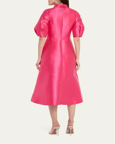 Rickie Freeman for Teri Jon Puff-Sleeve Gazar Midi Shirtdress | Thumbnail 3