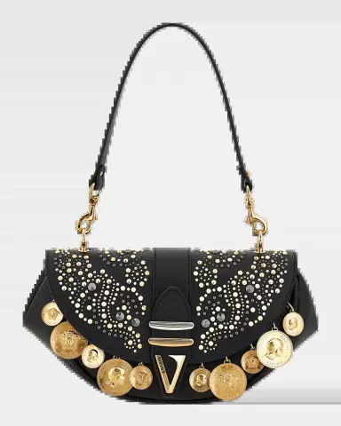 Versace Virtus Medium Coin-Embellished Leather Shoulder Bag | Thumbnail 2