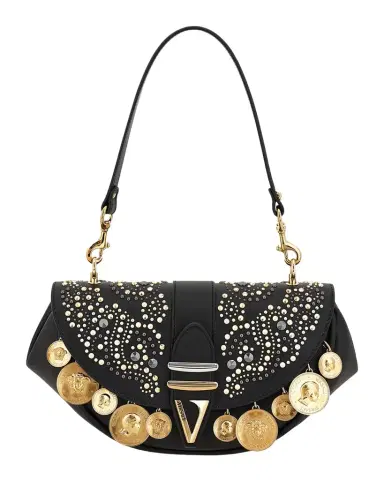 Versace Virtus Medium Coin-Embellished Leather Shoulder Bag | Thumbnail 1