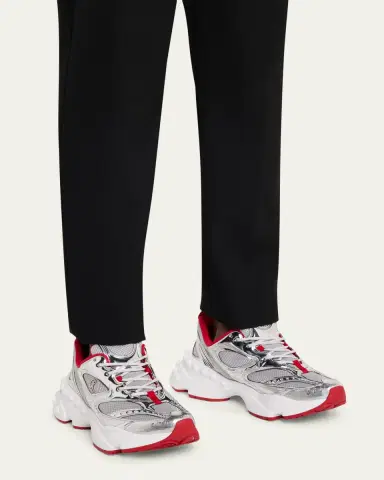 Christian Louboutin Men's So Flo Mesh & Metallic Leather Runner Sneakers | Thumbnail 7