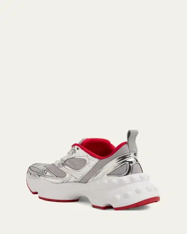 Christian Louboutin Men's So Flo Mesh & Metallic Leather Runner Sneakers | Thumbnail 9