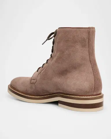 Brunello Cucinelli Men 's Suede Two-Tone Sole Lace-Up Boots | Thumbnail 4 Brunello Cucinelli Men 's Suede Two-Tone Sole Lace-Up Boots | Thumbnail 4