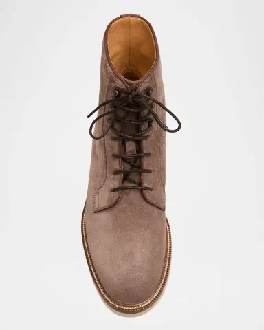 Brunello Cucinelli Men 's Suede Two-Tone Sole Lace-Up Boots | Thumbnail 6 Brunello Cucinelli Men 's Suede Two-Tone Sole Lace-Up Boots | Thumbnail 6