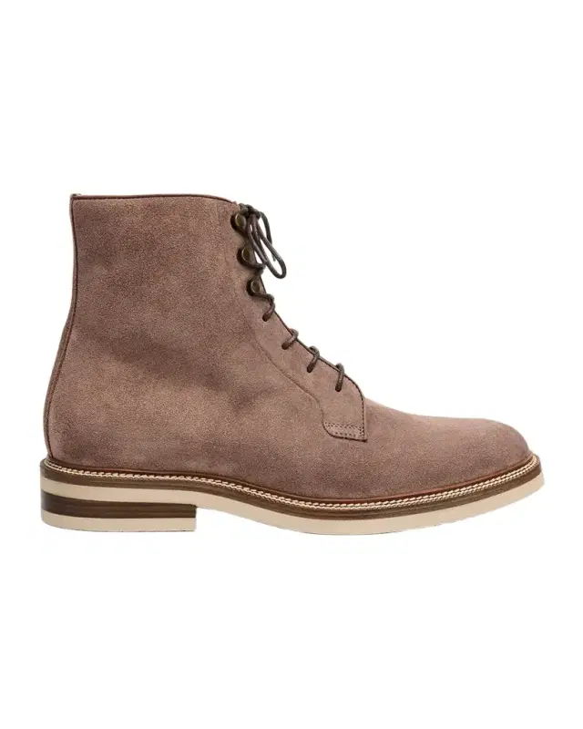Men 's Suede Two-Tone Sole Lace-Up Boots