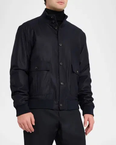Emporio Armani Men's Wool-Blend Stand Collar Bomber Jacket | Thumbnail 3