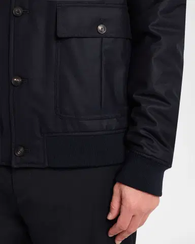 Emporio Armani Men's Wool-Blend Stand Collar Bomber Jacket | Thumbnail 4