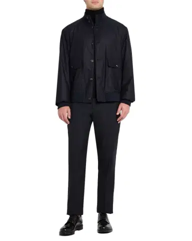 Emporio Armani Men's Wool-Blend Stand Collar Bomber Jacket | Thumbnail 1
