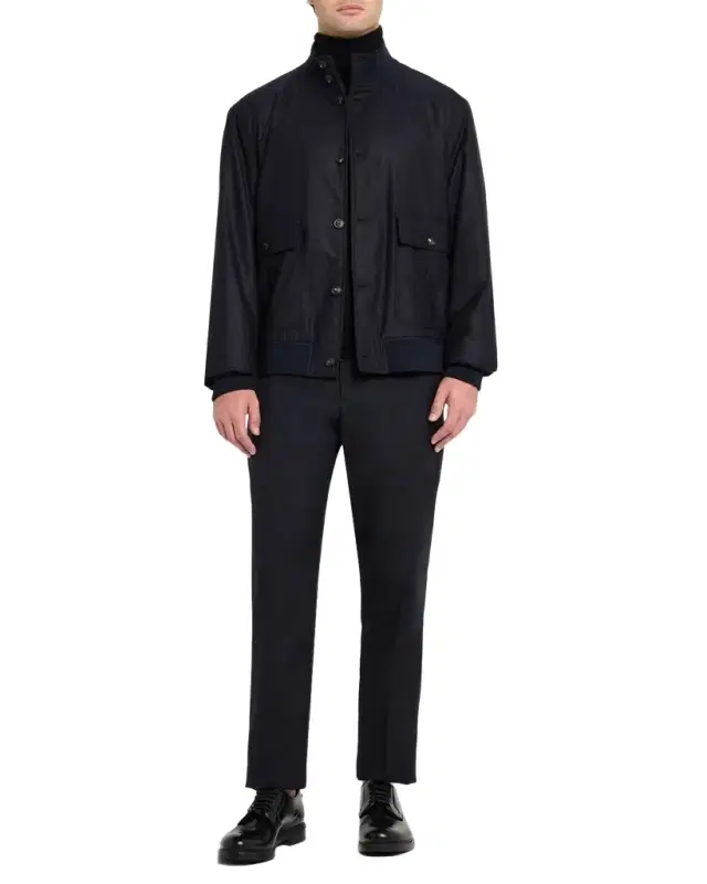 Emporio Armani Men 's Wool-Blend Stand Collar Bomber Jacket