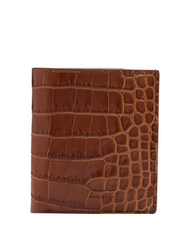 Men's Croc-Embossed Leather Folding Card Holder