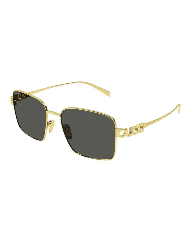 Gucci Block Bending 54mm Metal Square Sunglasses